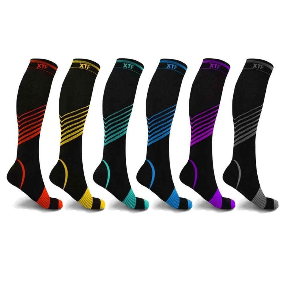Extreme Fit Copper-Infused Knee-High Compression Socks 5-Pair Pack - Size L